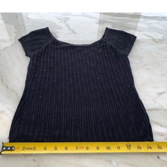 LAUNDRY BY SHELLI SEGAL BLACK EMBELLISHED KNIT TOP SIZE M - Picture 12 of 16